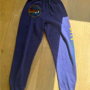 Aviator Nation Kids Blue Joggers with Rainbow Accents